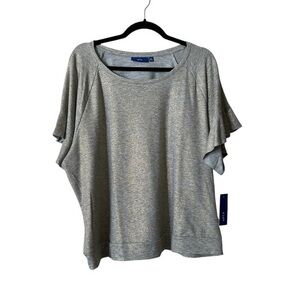 NWT! APT 9 gray / gold metallic flutter sleeve top, dark ash, Style WA73K022RE